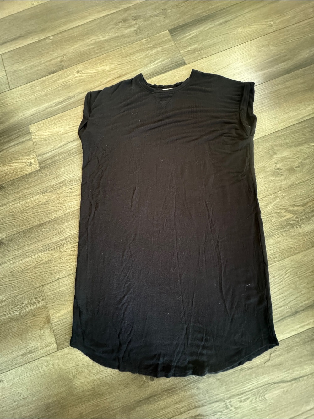 Simple Black Short-Sleeve Shift Dress oversized Large - Picture 2 of 9
